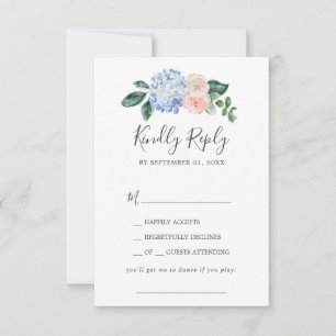 Elégante Blue Hydrangea Song Demande Carte RSVP