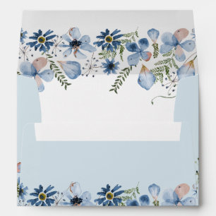 Élégante Boho Dusty Blue Florals 5x7 Enveloppe car