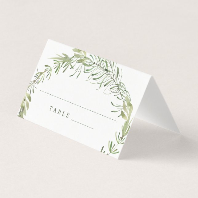 Elégante Botanique Verdure Mariage Cartes de Place (Front)