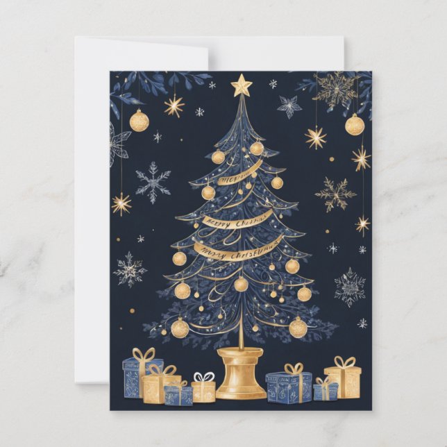 Élégante bougie d'arbre de Noël et carte cadeau (Devant)