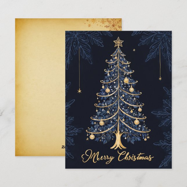 Élégante bougie d'arbre de Noël et carte cadeau (Devant / Derrière)