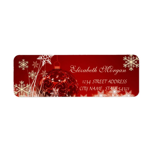 Élégante boule de Noël rouge, Étiquette des flocon (Devant)