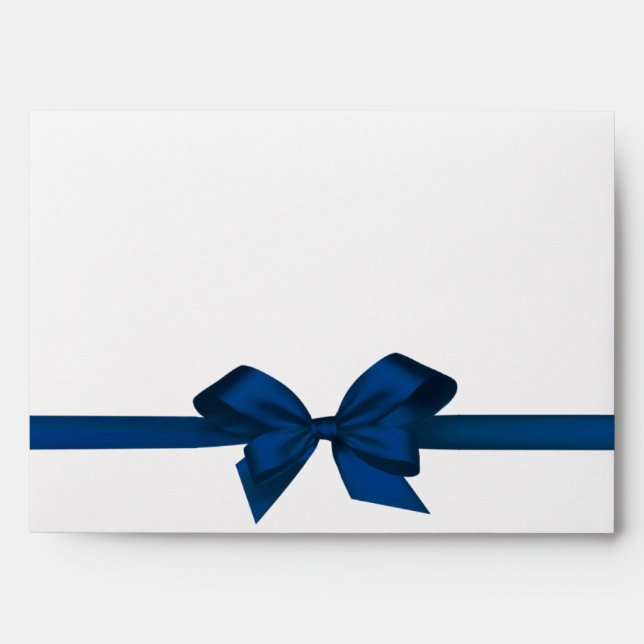 Elégante Bow en Satin Bleu sur enveloppe blanche (Devant)