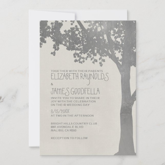 Élégante Branches Arbre Mariage Invitations (Devant)