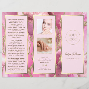 Élégante Brochure d'agate rose et or