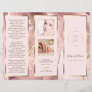 Élégante Brochure rose et or Agate