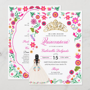 Elégante Broderie Otomi Quinceañera Invitation