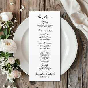Élégante calligraphie 4x9" Menu Mariage Table