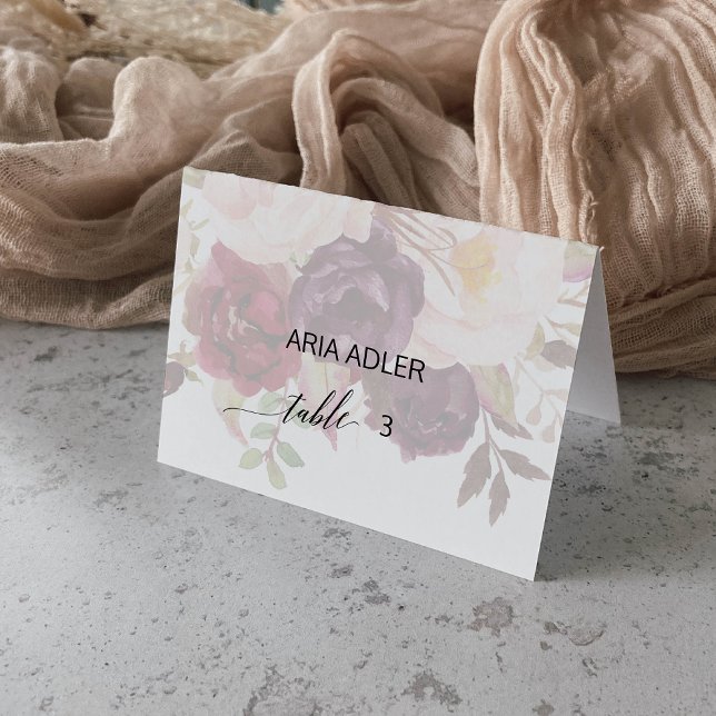 Élégante calligraphie | Cartes d'escorte florale d (Créateur téléchargé)