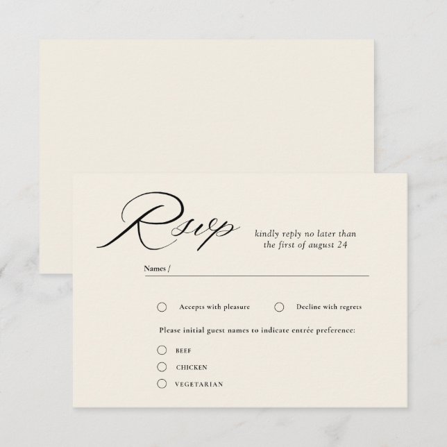 Élégante Calligraphie de script Mariage Cartes RSV (Devant / Derrière)