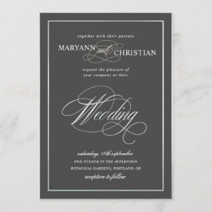 élégante calligraphie gris argent faire-part de ma