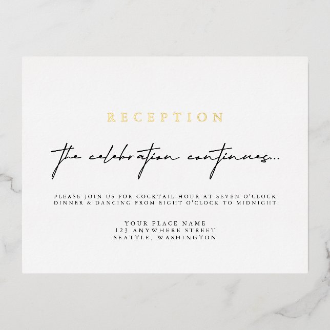 Élégante Calligraphie Mariage Réception Carte d'hu (Recto)