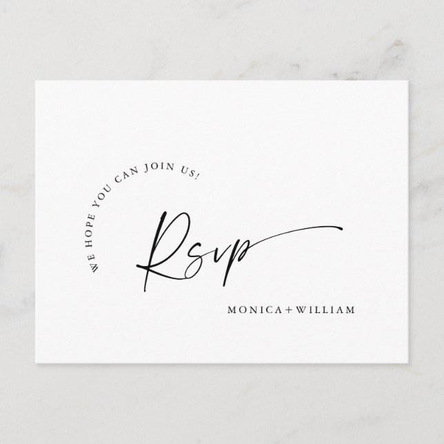 Élégante calligraphie Menu Choix Mariage RSVP (Devant)