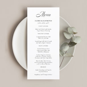 Élégante calligraphie minimaliste Menu Mariage bla