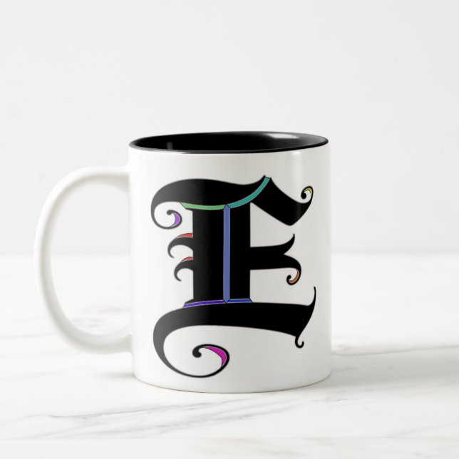 Élégante calligraphie Monogramme Lettre E Mug (Gauche)