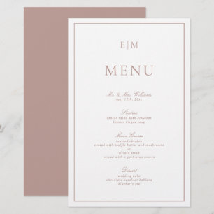 Élégante calligraphie Monogramme rose Menu Mariage