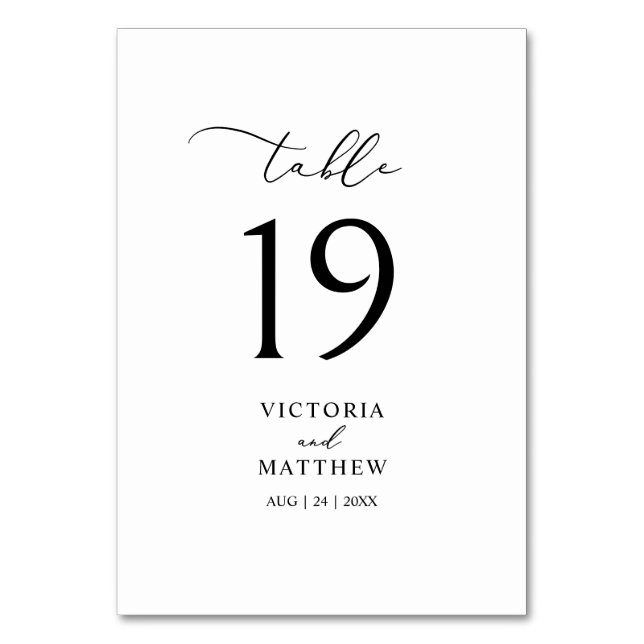 Élégante calligraphie noire Numéro de table (Par défaut)