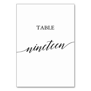 Élégante calligraphie noire Numéro de table Dix-ne