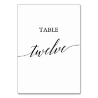 Élégante calligraphie noire Numéro de table Douze
