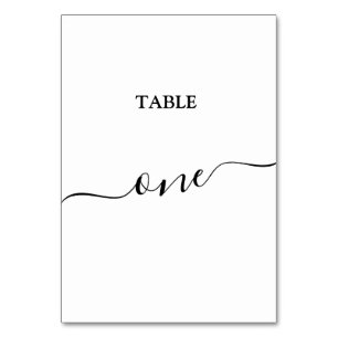 Élégante calligraphie noire Table Numéro une carte