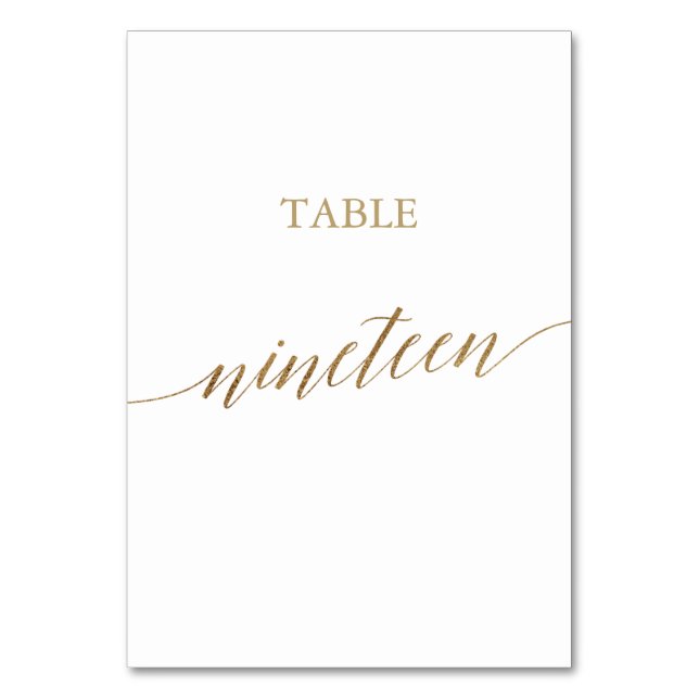 Élégante calligraphie Or Numéro de table Dix-neuf (Par défaut)