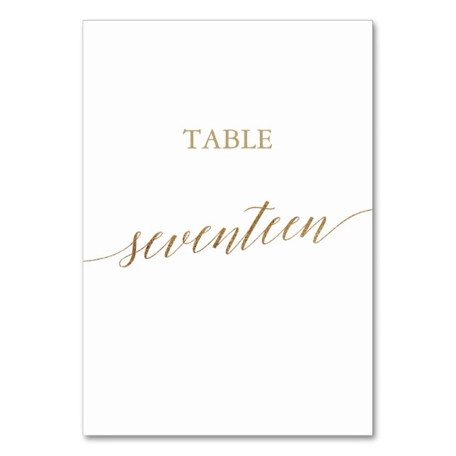 Élégante calligraphie Or Numéro de table Dix-sept (Par défaut)