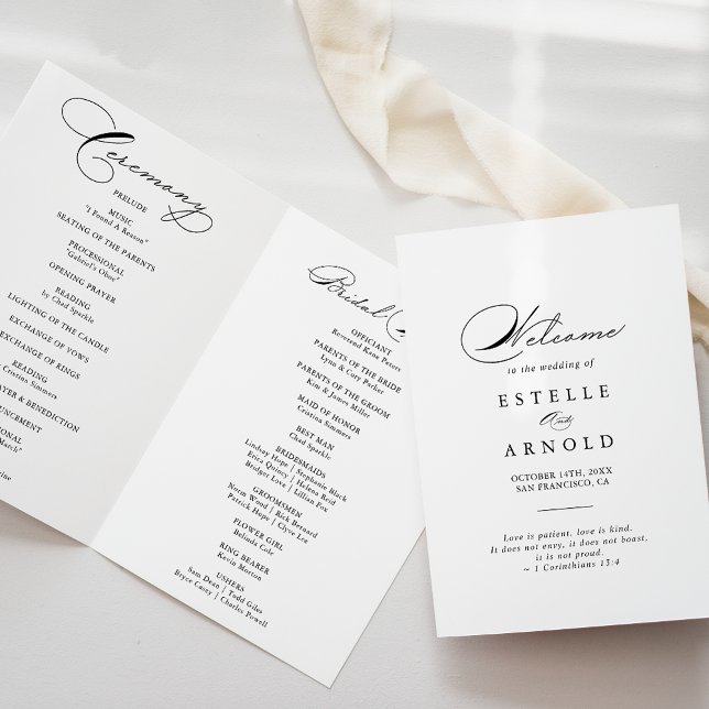 Élégante calligraphie Programme de mariage plié (Créateur téléchargé)