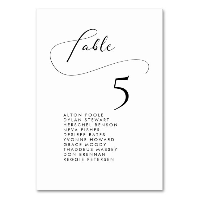 Elégante calligraphie romantique carte de sièges (Par défaut)