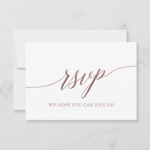 Élégante calligraphie Rose Or Carte RSVP simple