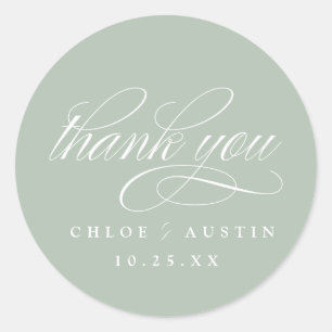 Élégante calligraphie Sage Green Mariage Stickers