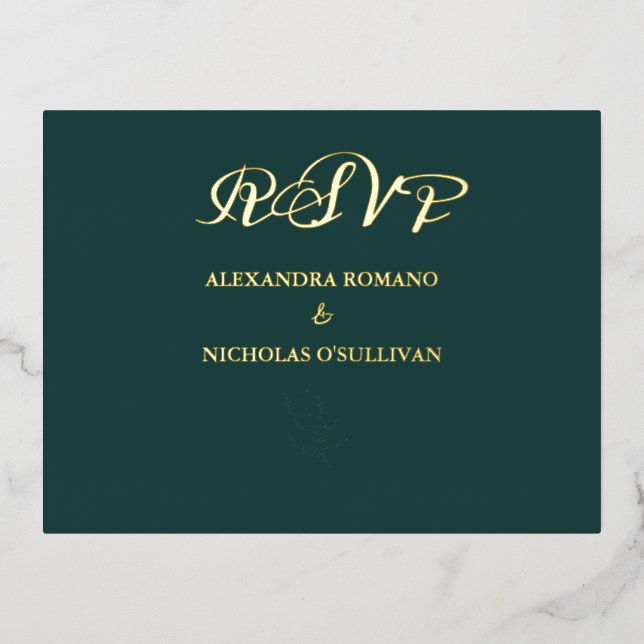 Élégante carte à huile Mariage Emerald Choice RSVP (Recto)