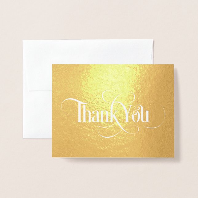 Elégante carte à huile Merci or (Devant avec enveloppe)