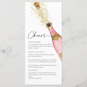 Elégante carte à thème Champagne Rose