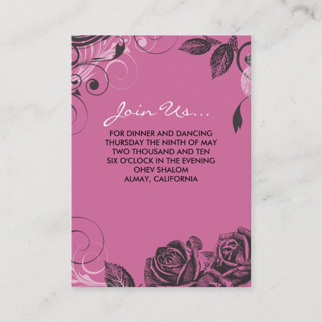 Elégante carte Bat mitzvah Rose (Devant)