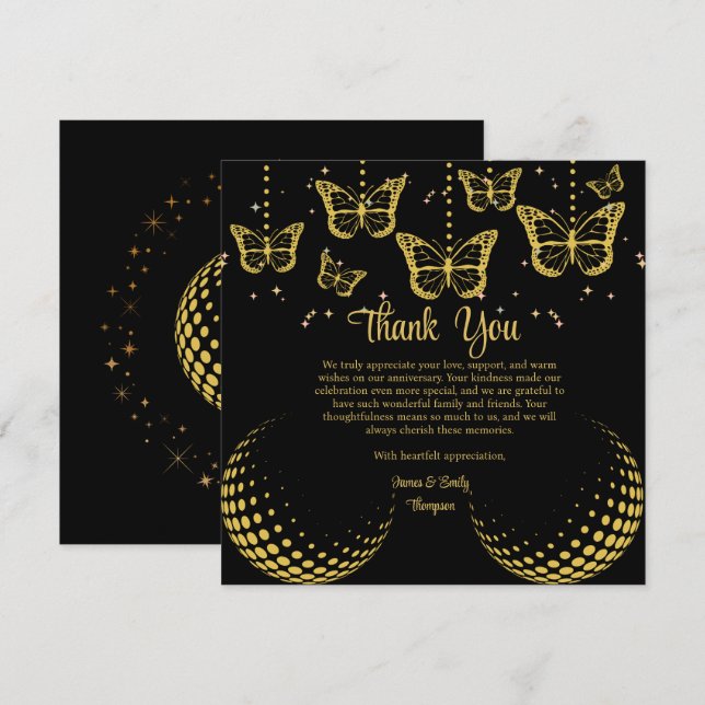 Elégante carte Black & Gold pour anniversaire Mari (Devant / Derrière)
