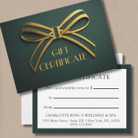Élégante carte cadeau Green & Gold Ribbon