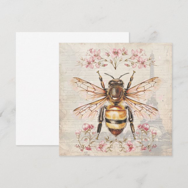 Elégante carte d'abeille Vintage (Devant / Derrière)