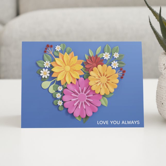 Élégante carte d'amour du coeur floral sculpté (Créateur téléchargé)