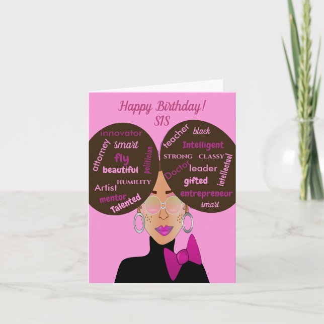Elégante carte d'anniversaire Afro-Américaine Soeu (Devant)