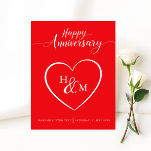 Élégante carte d'anniversaire au coeur du monogram