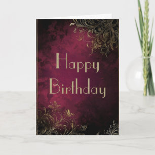 Elégante Carte d'Anniversaire Burgundy & Faux Gold