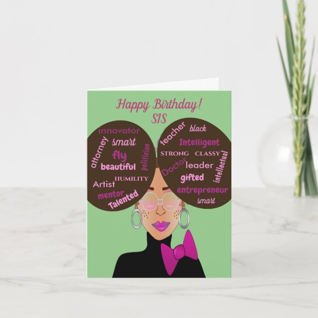 Elégante carte d'anniversaire Cousin afro-américai (Devant)