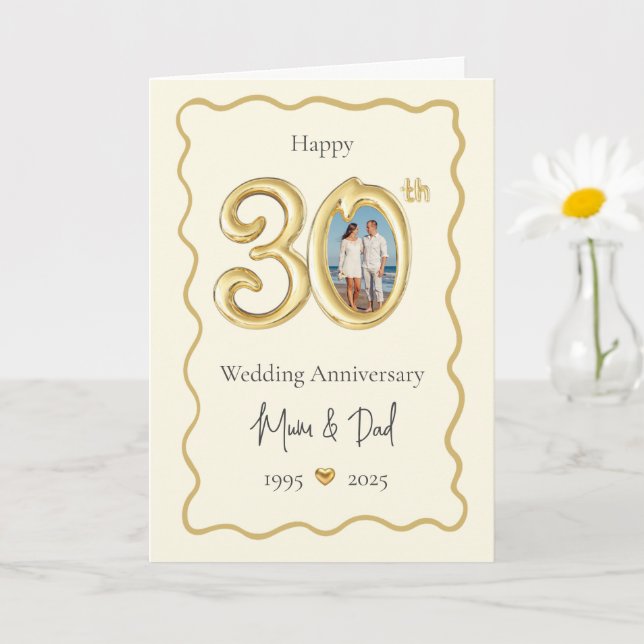 Elégante carte d'anniversaire du 30e Mariage - mam (Petite plante)