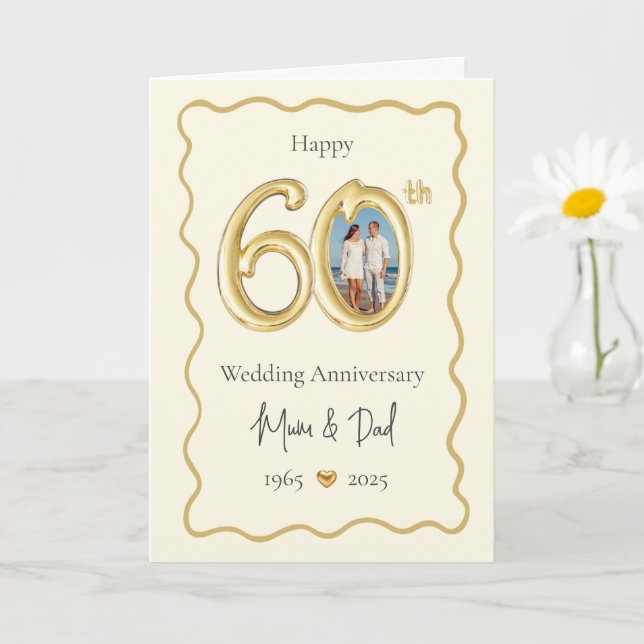 Élégante carte d'anniversaire du 60e Mariage - mam (Petite plante)