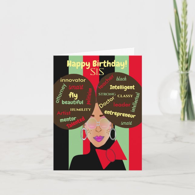 Elégante carte d'anniversaire d'une soeur afro-amé (Devant)