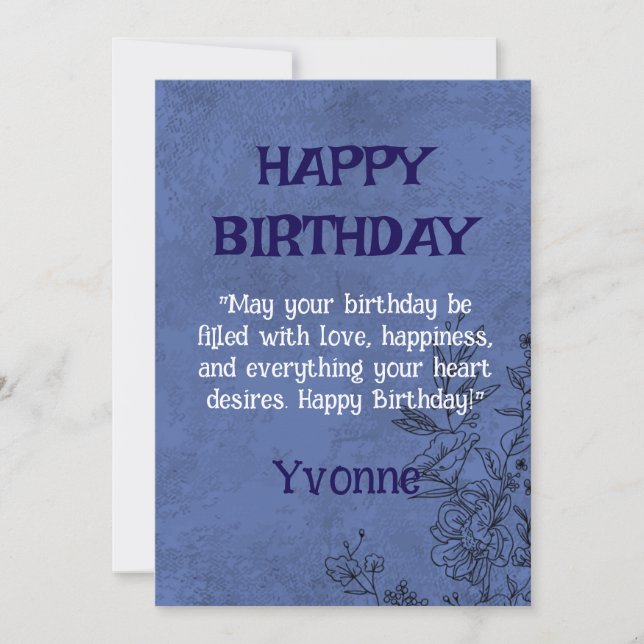 Elégante carte d'anniversaire florale (Devant)