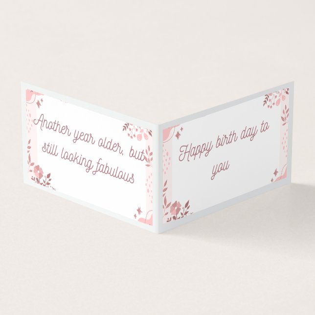 Elégante carte d'anniversaire florale joyeuse - pe (Outside)