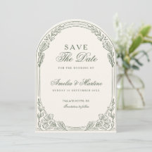 élégante carte d'annonce de mariage vert olive à l