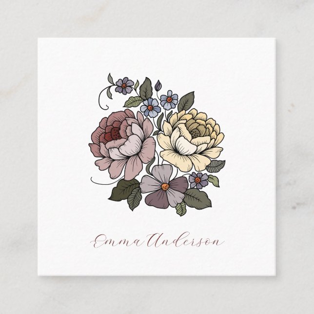 Elégante carte d'appel Boho Botanical Florals (Devant)