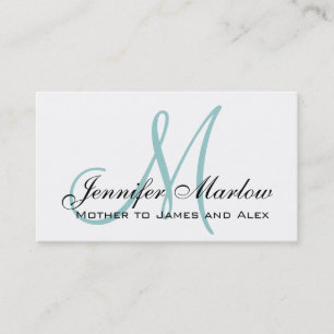 Élégante carte d'appel personnalisée Monogramme bl